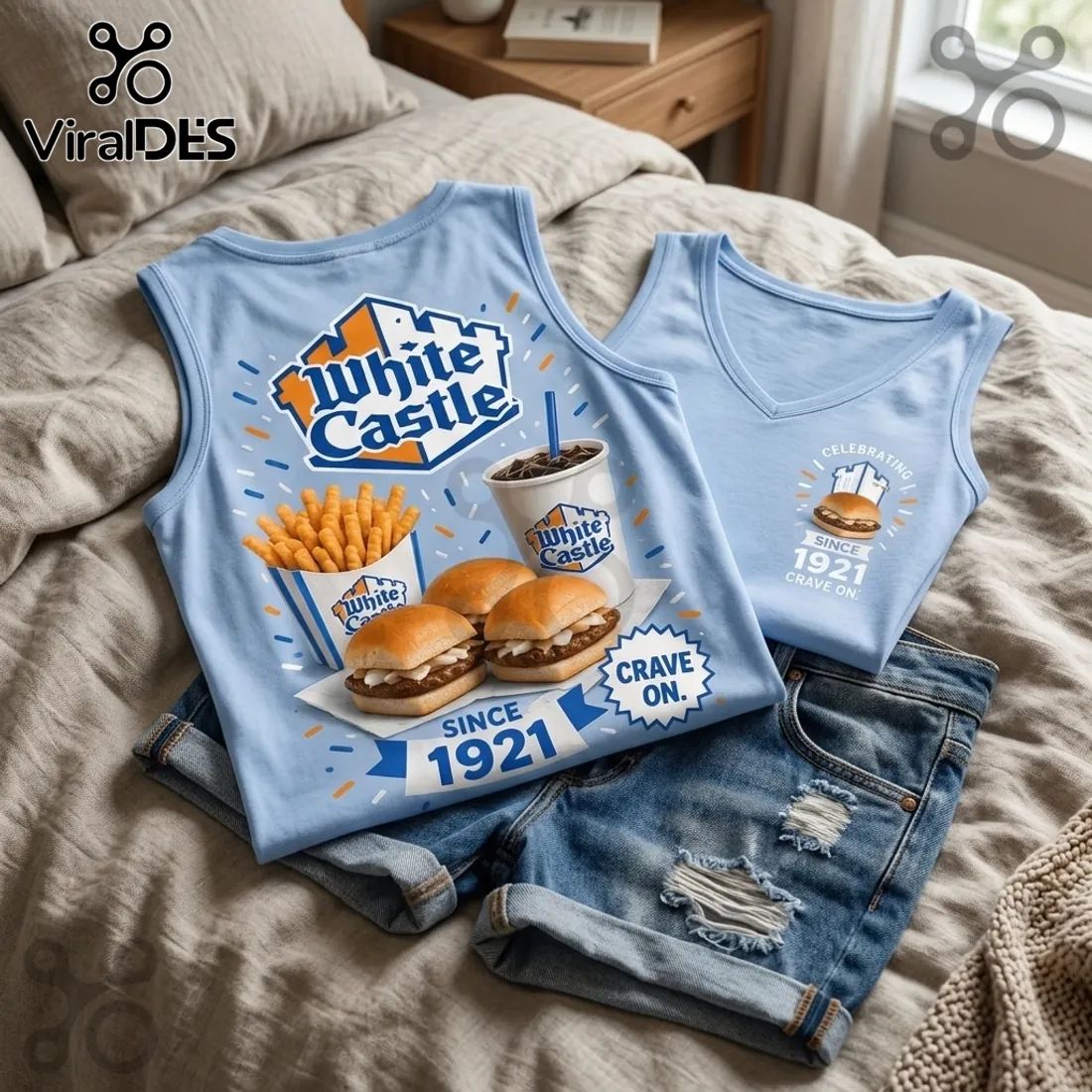 White Castle 1921 Slider and Fries V-Neck Tank Top