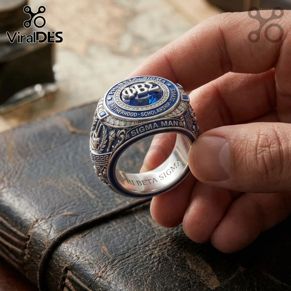 Phi Beta Sigma Est 1914 Blue Enamel Commemorative Ring