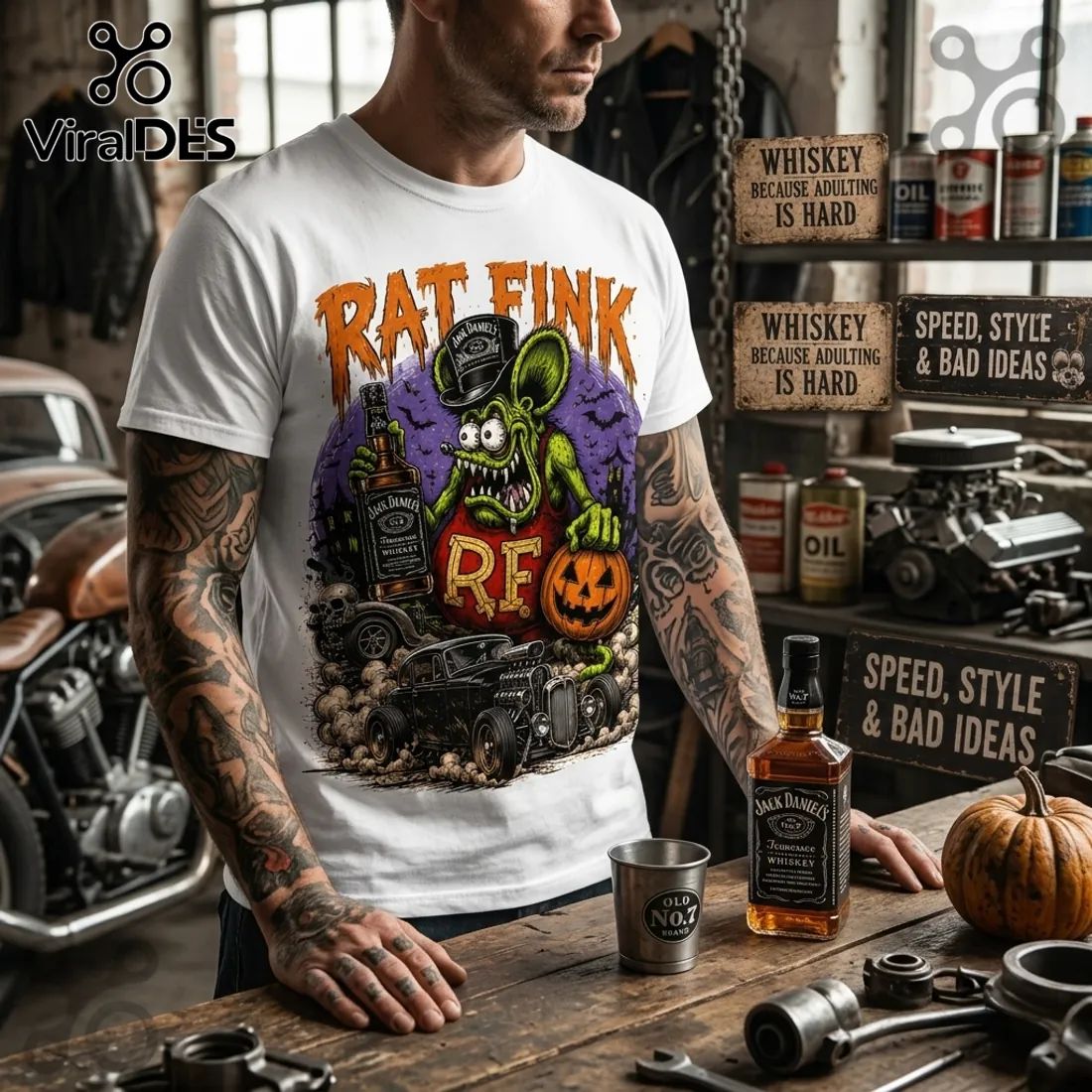Rat Fink Drink Up Troublemakers Halloween T-Shirt