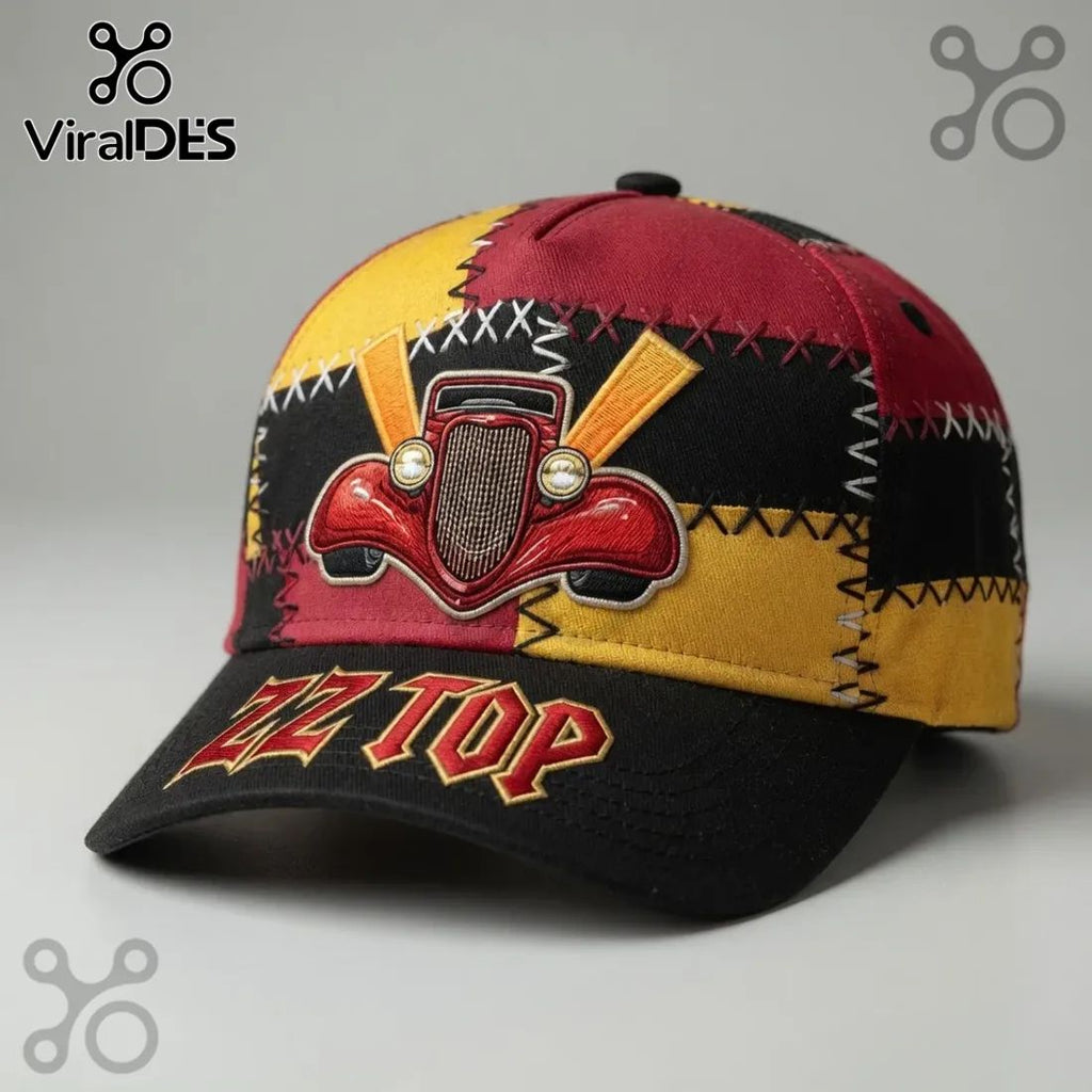 ZZ Top Classic Hot Rod Car Premium Embroidered Patchwork Baseball Cap