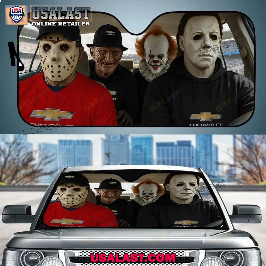 Chevrolet x Horror Movie Characters Car Sunshade, Car Windshield Cover