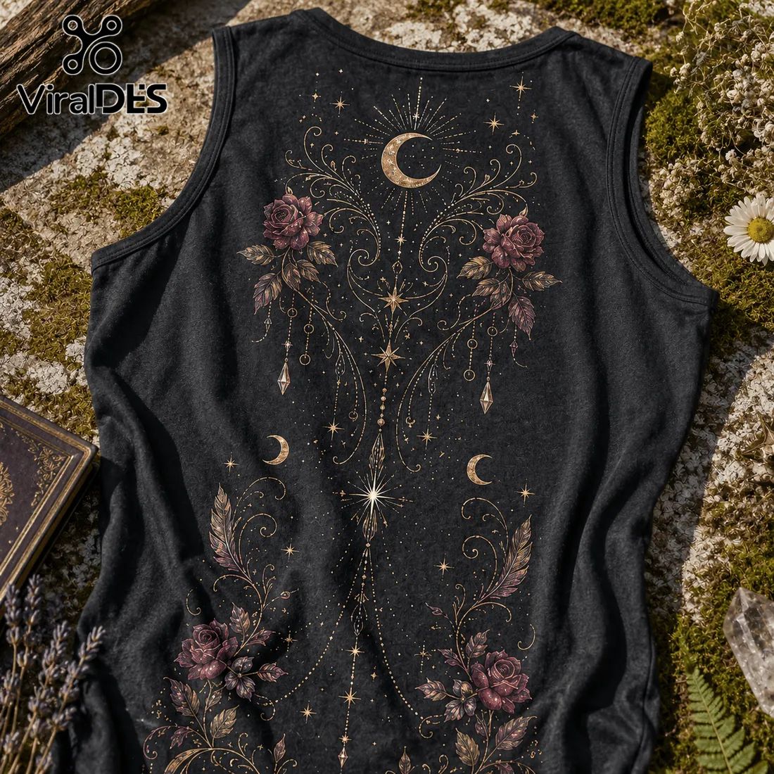 Stevie Nicks Vintage Celestial Floral Sleeveless Dress