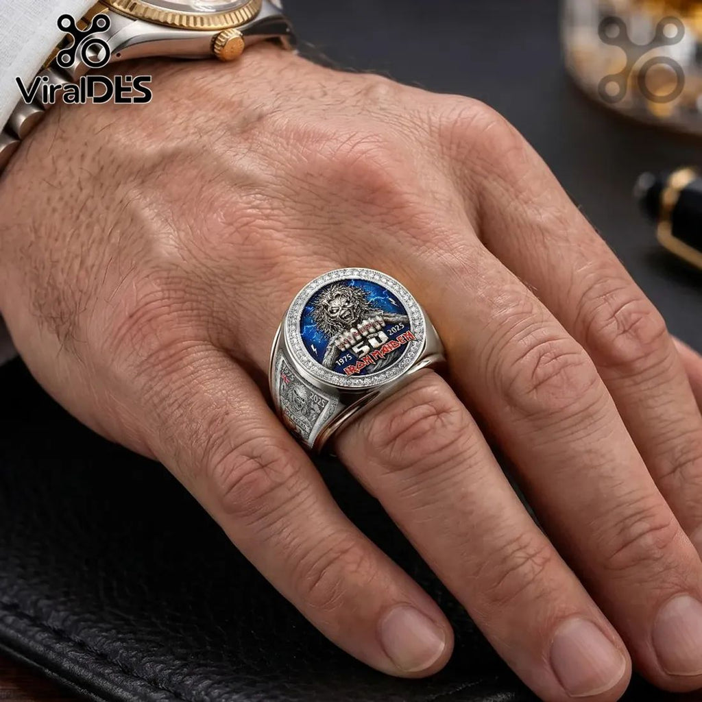 Iron Maiden 50th Anniversary Engraved Stainless Steel Ring