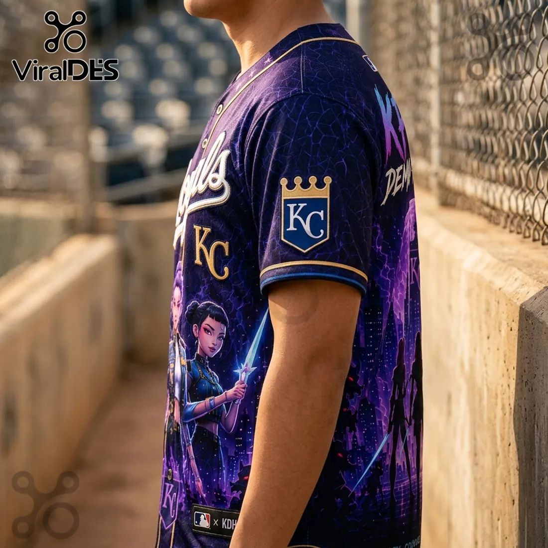 MLB x KPop Demon Hunters Kansas City Royals Navy Purple Jersey