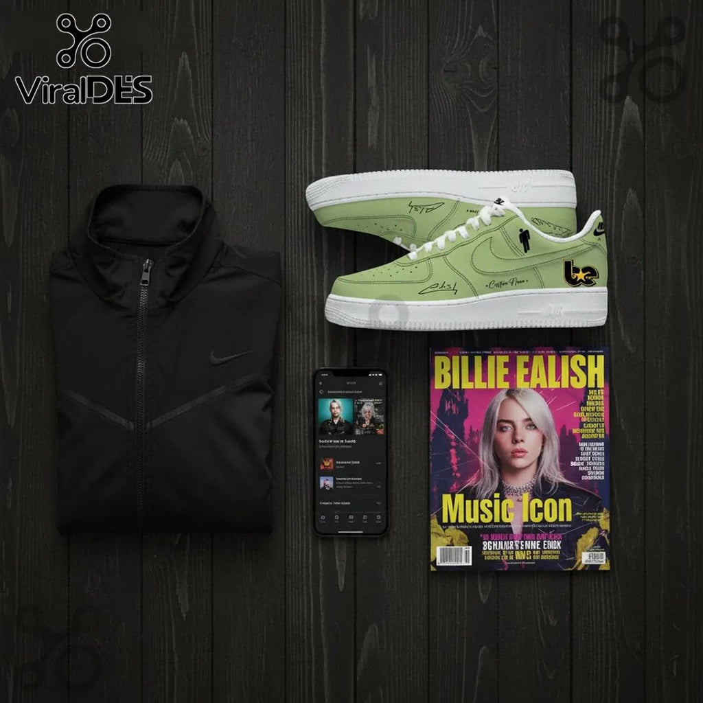 Billie Eilish Hit Me Hard and Soft Tour Green Custom Air Force 1 Sneakers