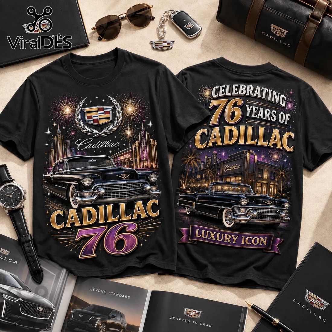 Cadillac 76 Years Anniversary Edition Black T-Shirt