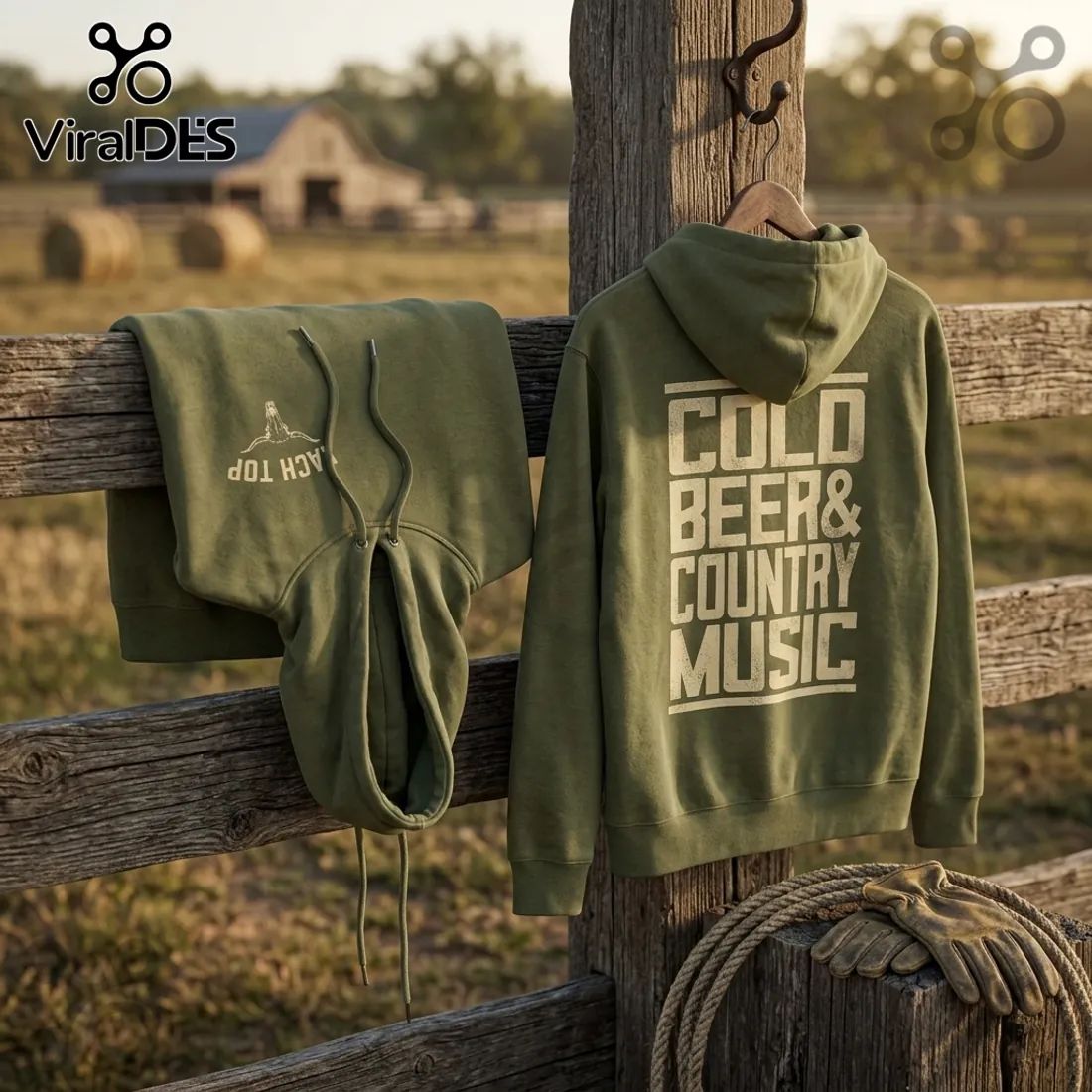 Zach Top Tour 26 Cold Beer and Country Music Olive Hoodie