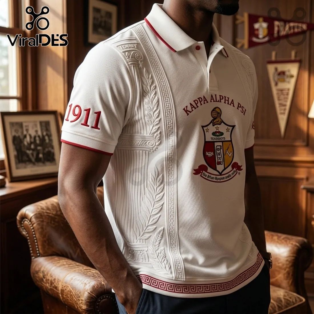 Kappa Alpha Psi 1911 Emblem White Polo Shirt