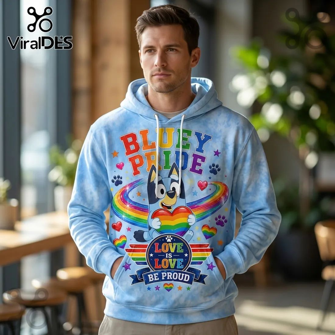 Bluey x Rainbow Pride Love Wins Tie Dye Collectible Hoodie
