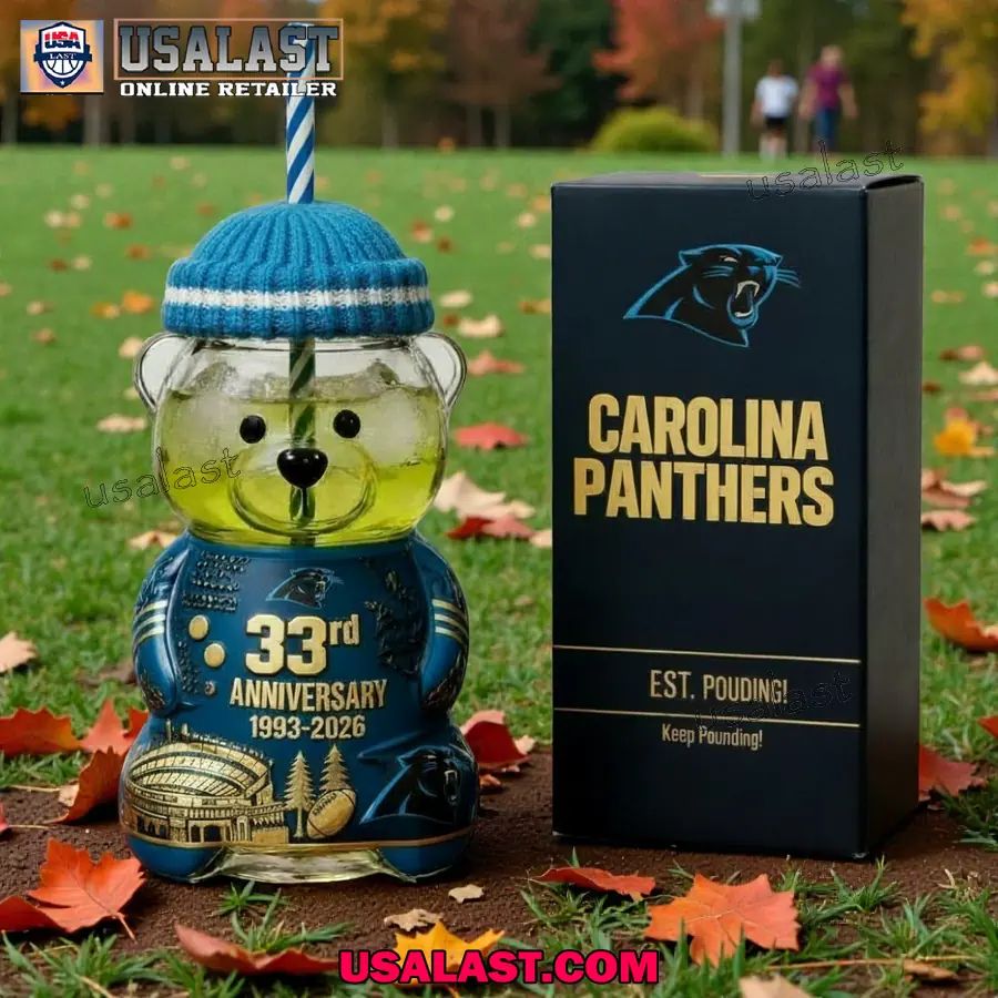 Carolina Panthers 33rd Anniversary Collectible Bear Glass Cup