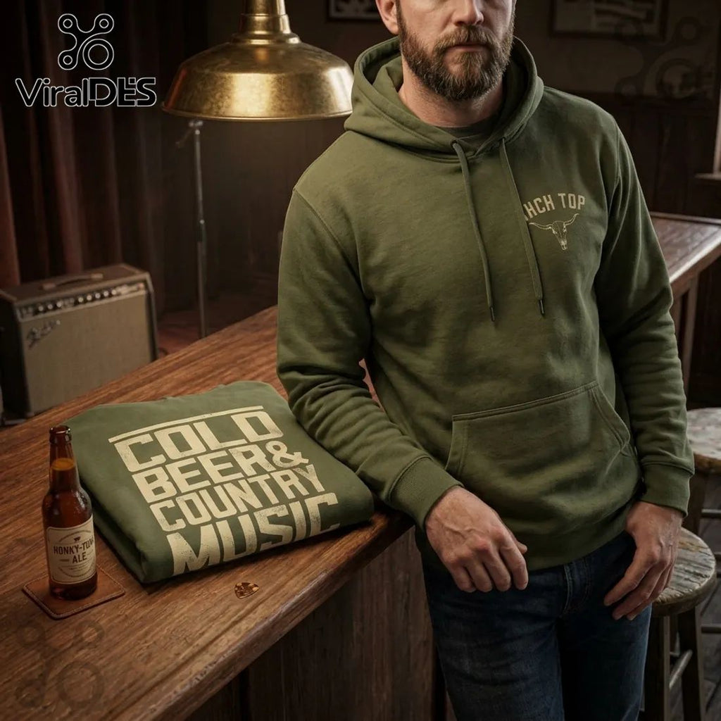Zach Top Tour 26 Cold Beer and Country Music Olive Hoodie