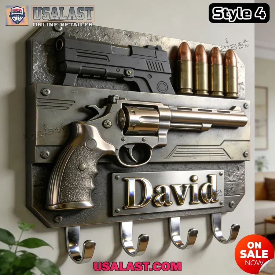 Personalized Pistol Bullet Themed Wall Hooks