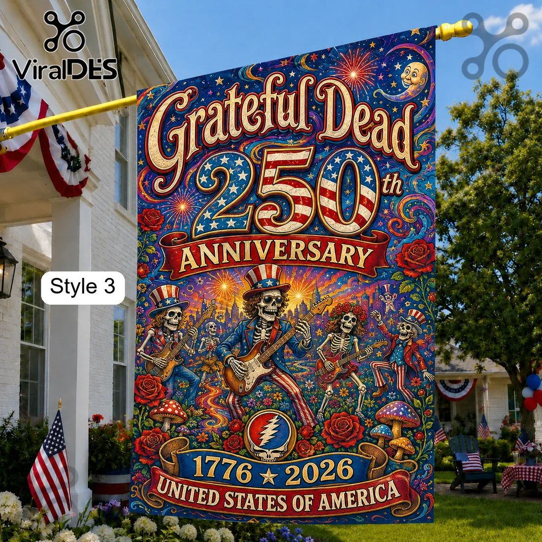 Grateful Dead x USA 250th Anniversary 1776-2026 House Flag
