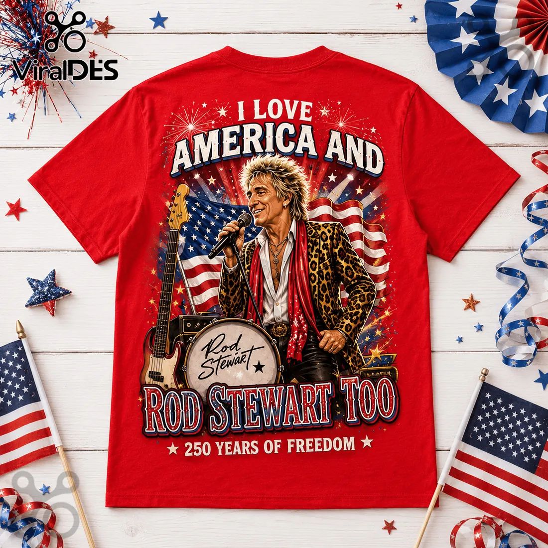 2026 Rod Stewart x America 250 Years of Freedom Red Shirt