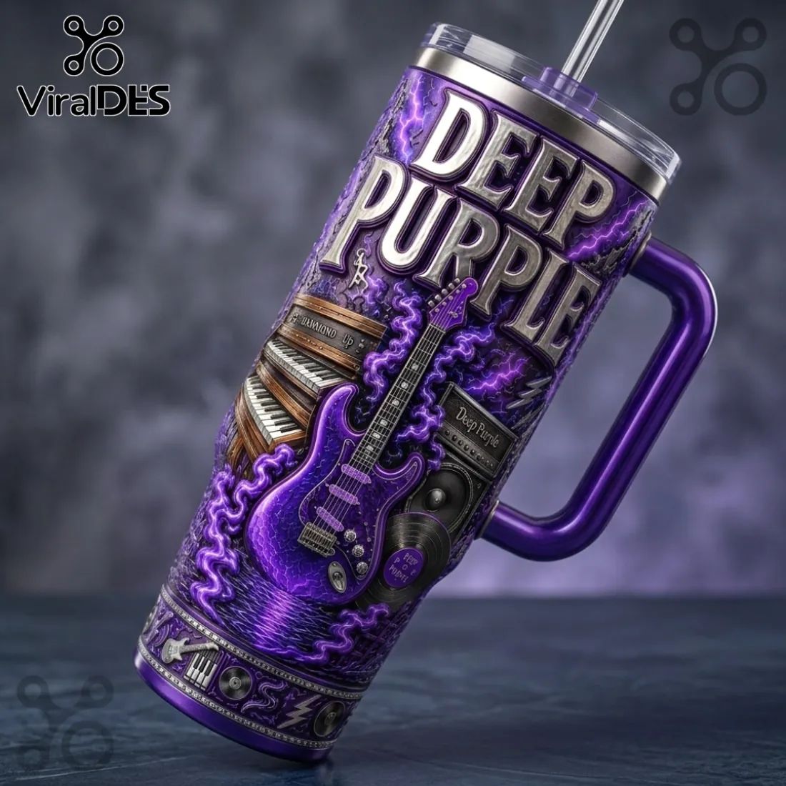 Deep Purple Rock Band Purple 40oz Stanley Tumbler