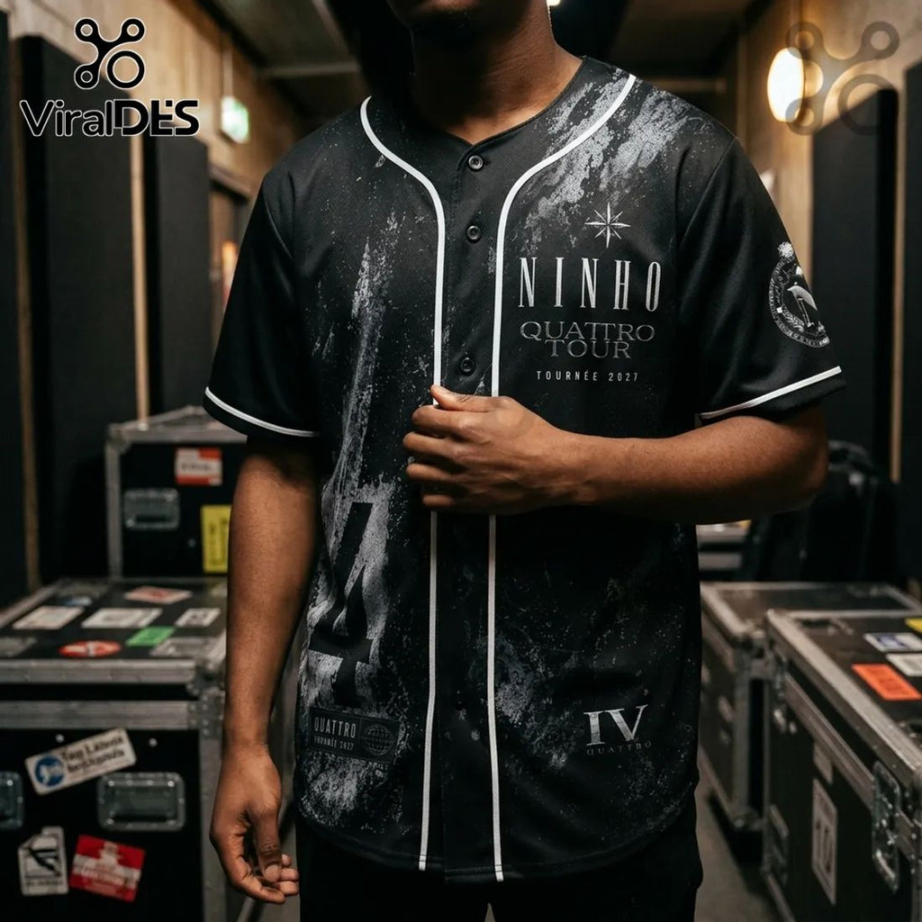 Ninho Quattro Tour Black Button Up Baseball Jersey