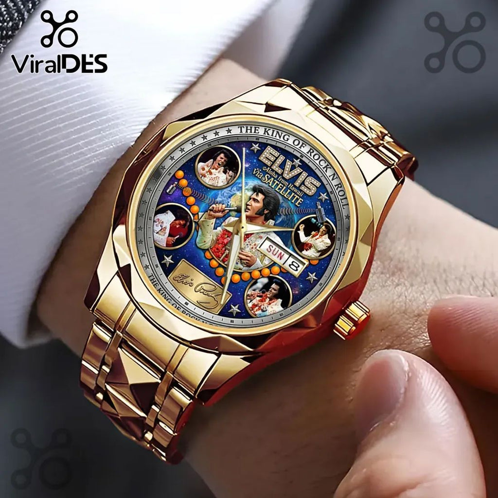 Elvis Presley Aloha From Hawaii Gold Luxury Quartz Watch