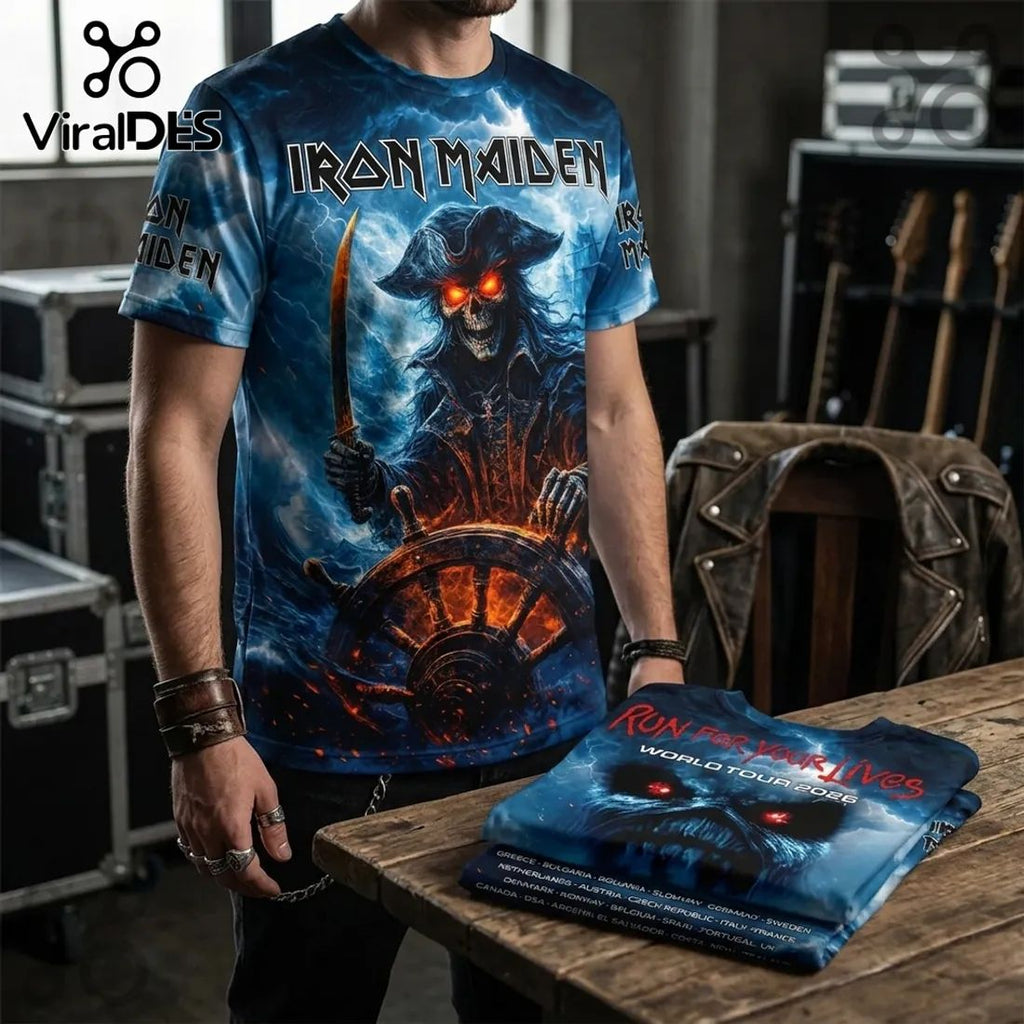 Iron Maiden Eddie Pirate 2026 Tour Casual T-Shirt