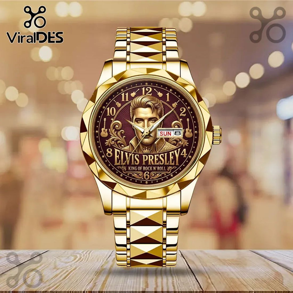 Elvis Presley Gold Tone Alloy Quartz Watch