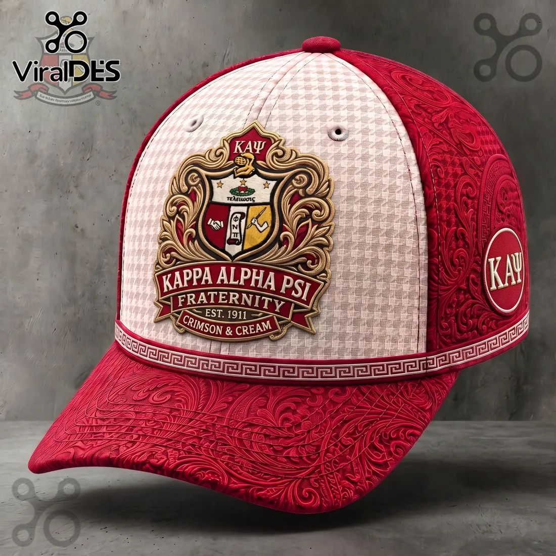Kappa Alpha Psi Crimson Cream Crest Embroidered Cap