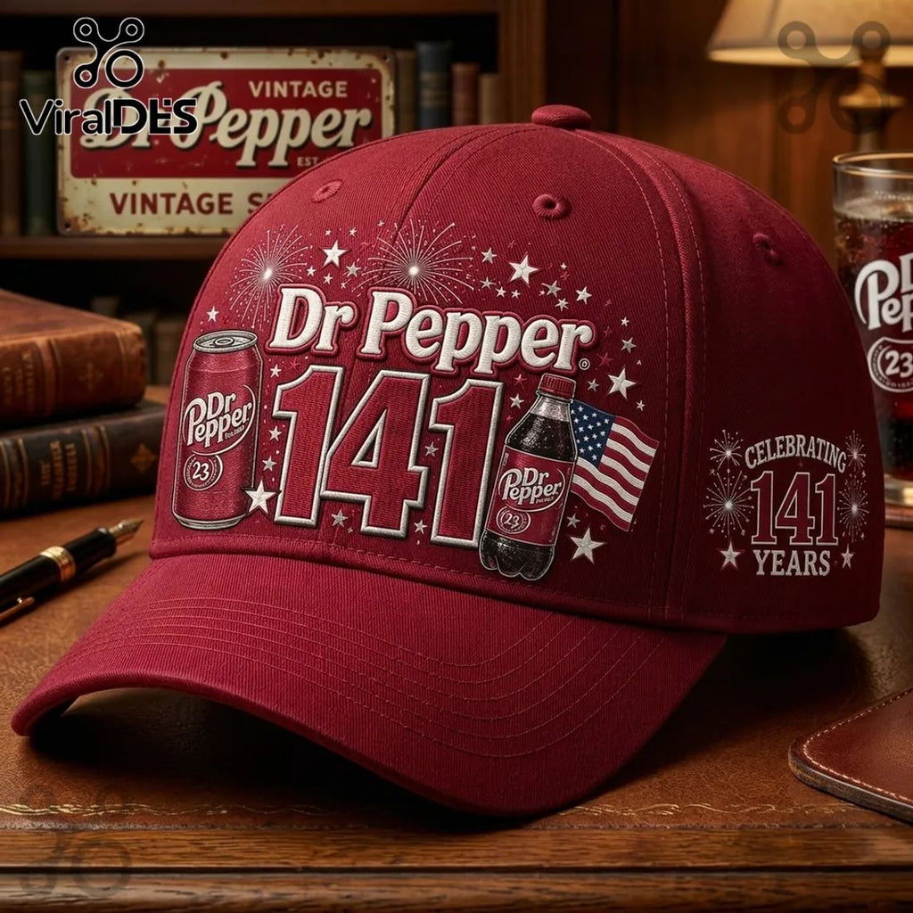 Dr Pepper 141st Anniversary Burgundy Baseball Cap