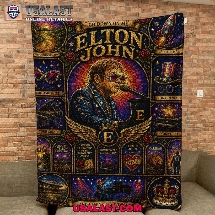 Elton John Rocket Man Stained Glass Quilt Blanket