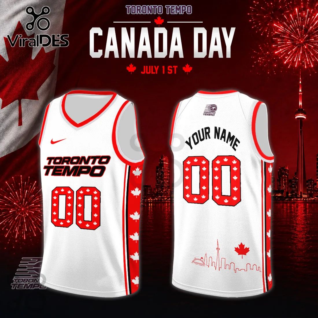 Toronto Tempo Canada Day White Basketball Jersey