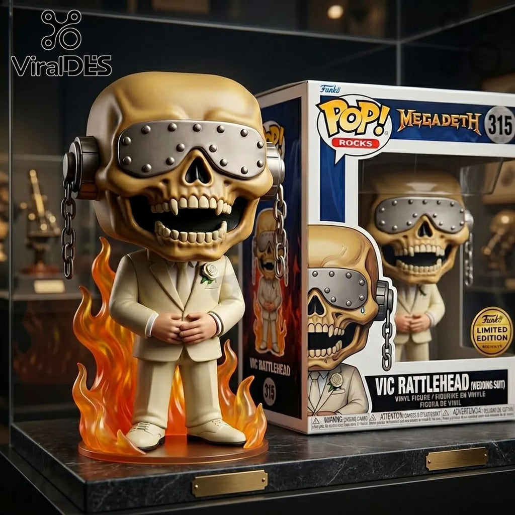 Funko Pop Rocks Megadeth Vic Rattlehead Wedding Suit Sculpted Vinyl Figure