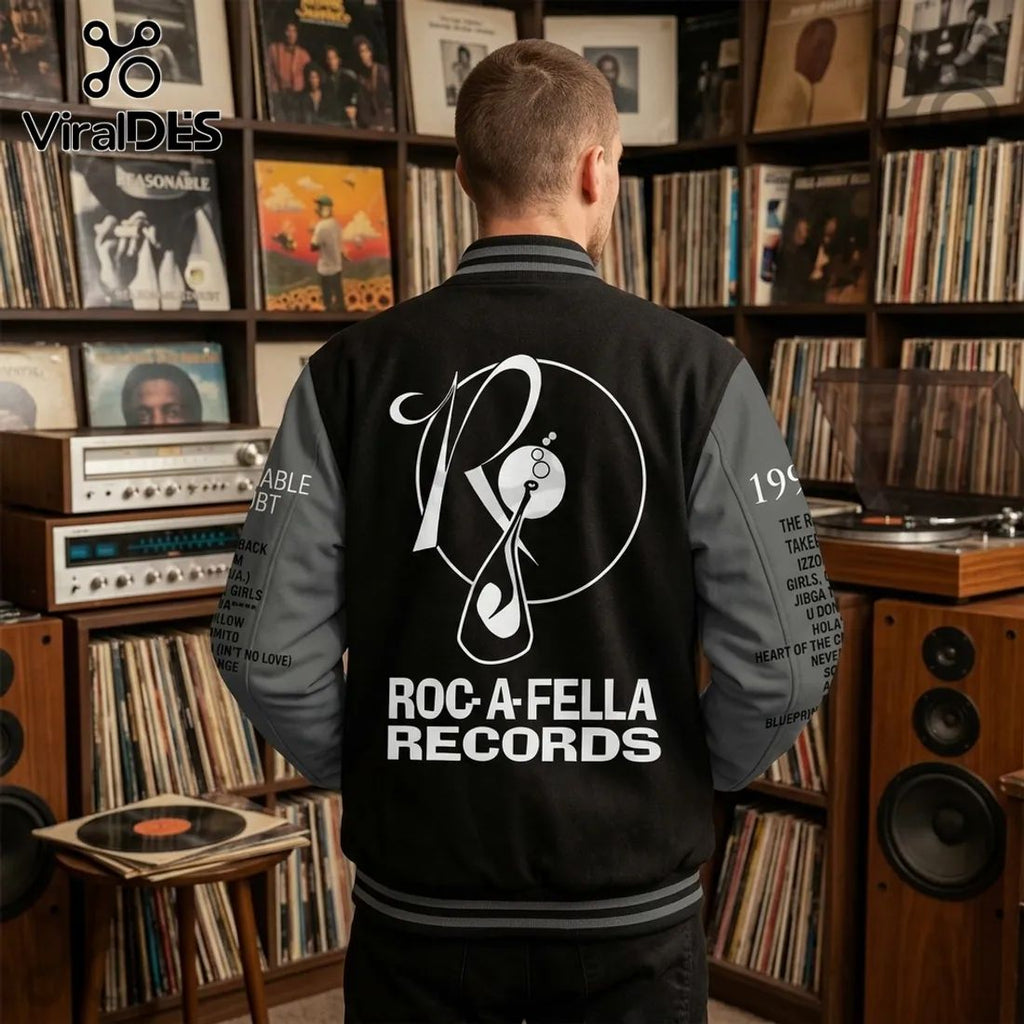 Jay-Z Roc-A-Fella New York Yankees Black Baseball Jacket