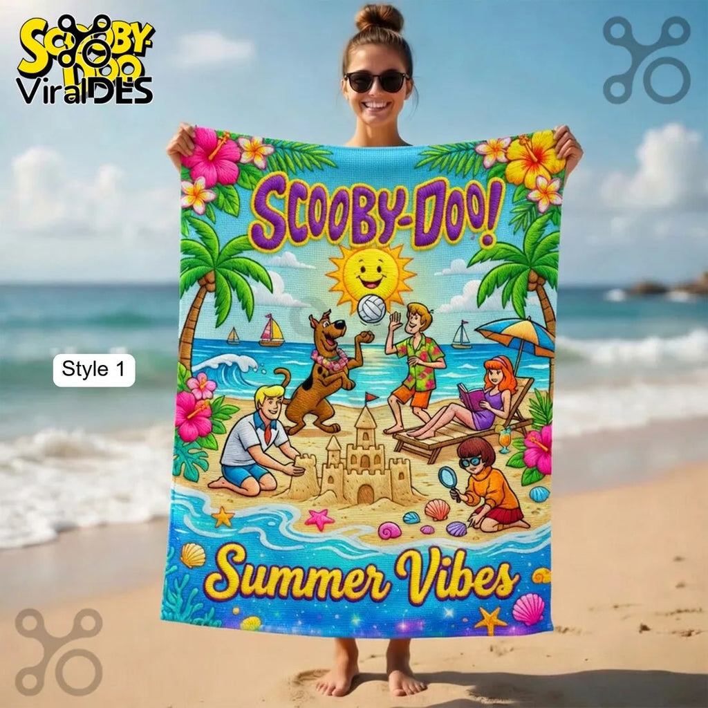 Scooby-Doo Summer Vibes Mystery Inc. Tropical Fun Vibrant Beach Towel