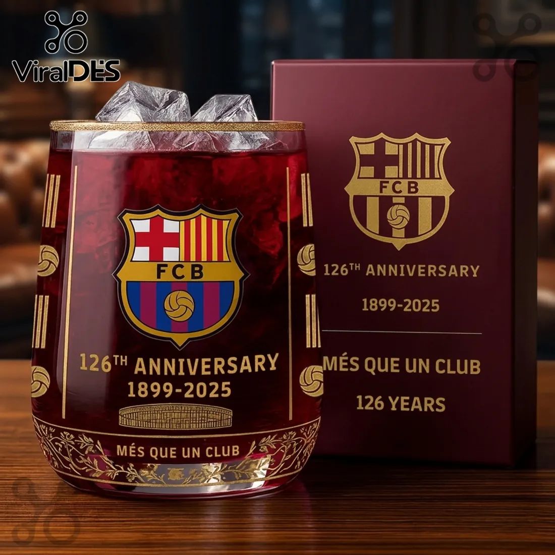 FC Barcelona 126th Anniversary Crystal Whiskey Glass