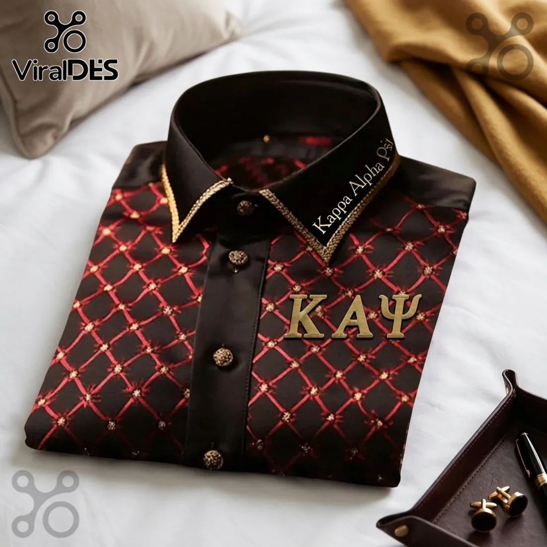 Kappa Alpha Psi Black and Red Button Up Shirt