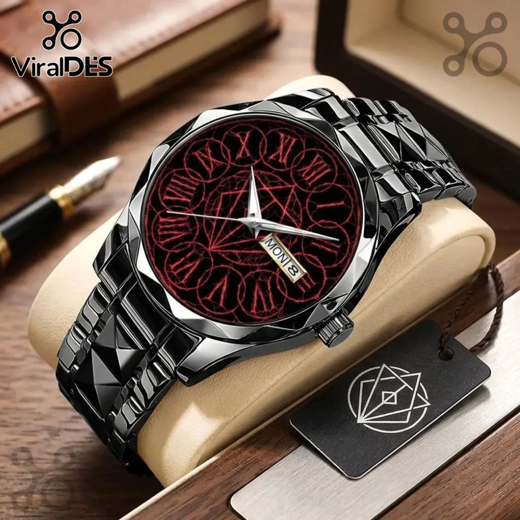 In Flames Black Alloy Roman Numeral Quartz Watch