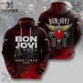 Bon Jovi Forever Tour 2026 Red Tie-Dye Hoodie