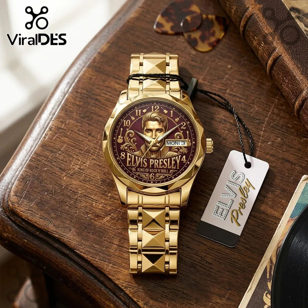 Elvis Presley Gold Tone Alloy Quartz Watch