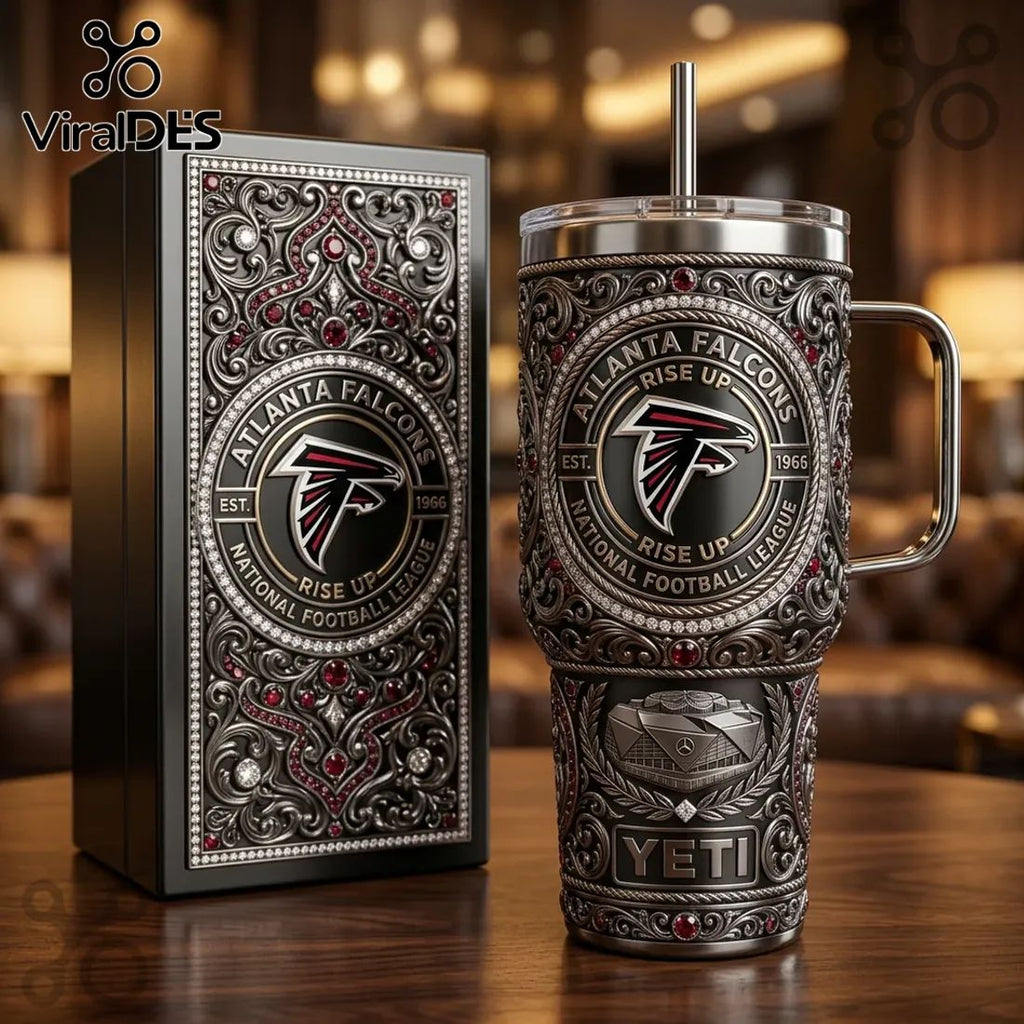 Yeti Atlanta Falcons Luxury Ornate 40oz Stanley Tumbler