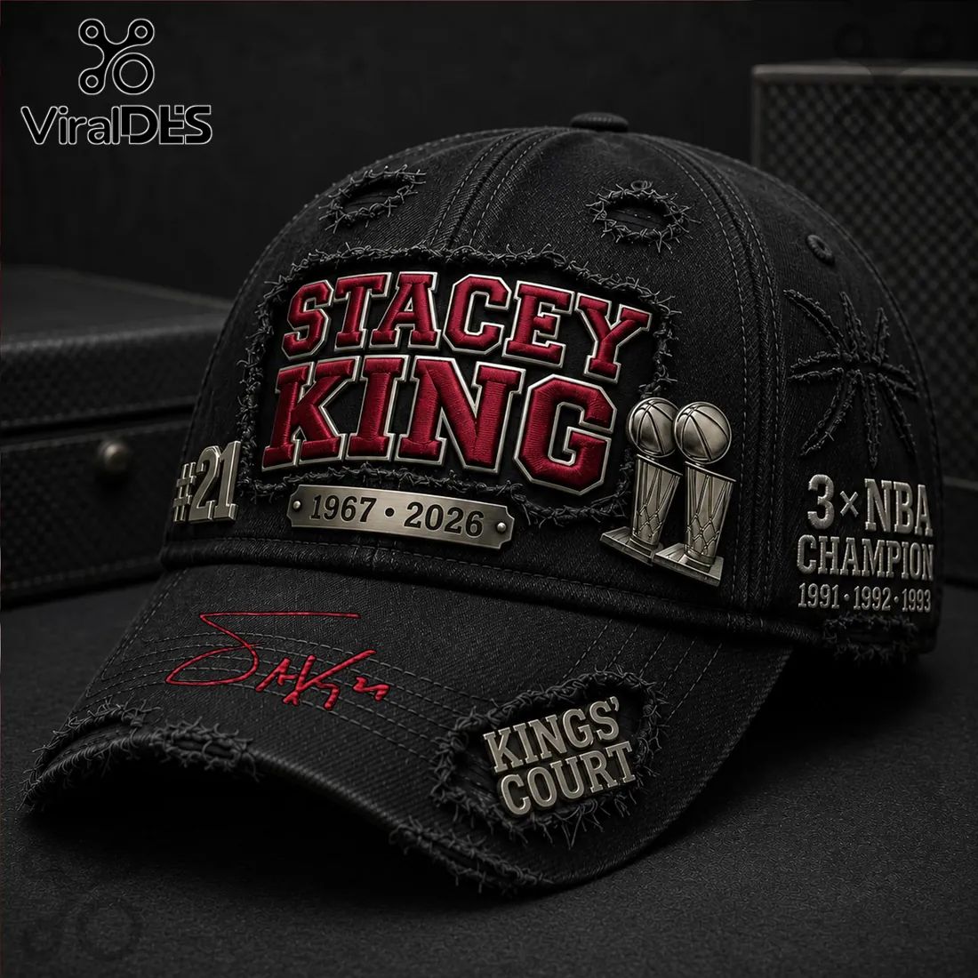 Stacey King x Chicago Bulls 3x NBA Champion Distressed Cap