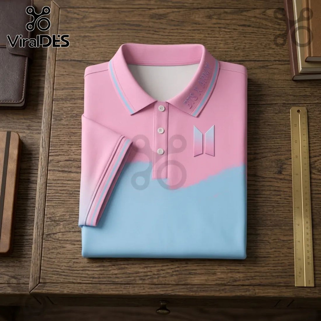 BTS x Army Custom Name Pink Polo Shirt