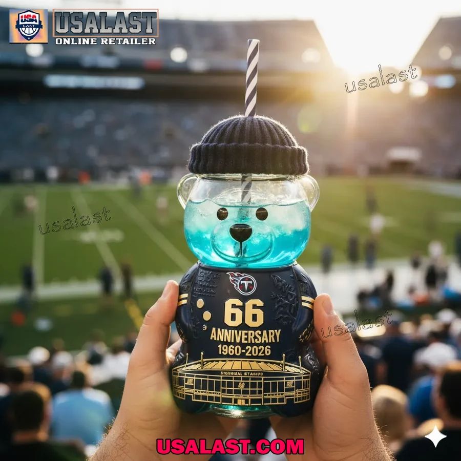Tennessee Titans 66th Anniversary Collectible Bear Glass Cup