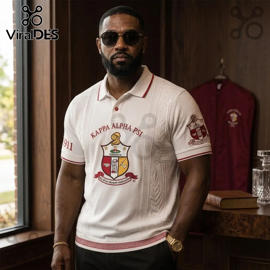 Kappa Alpha Psi 1911 Emblem White Polo Shirt