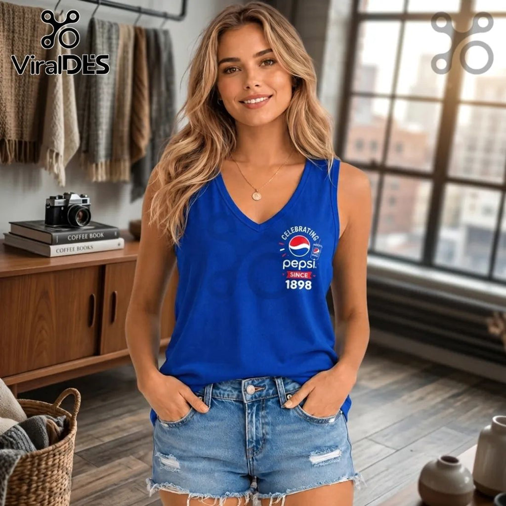Pepsi 1898 Vintage Logo V-Neck Tank Top