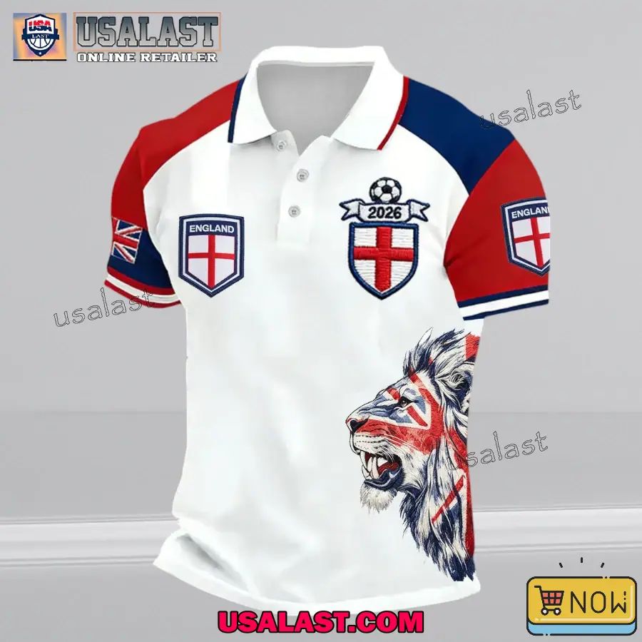 England Football WC 2026 Printed Polo Shirt