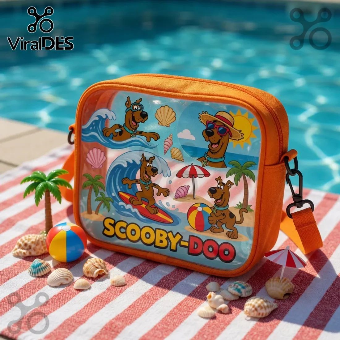 Scooby-Doo Summer Beach Fun Clear Orange Crossbody Bag