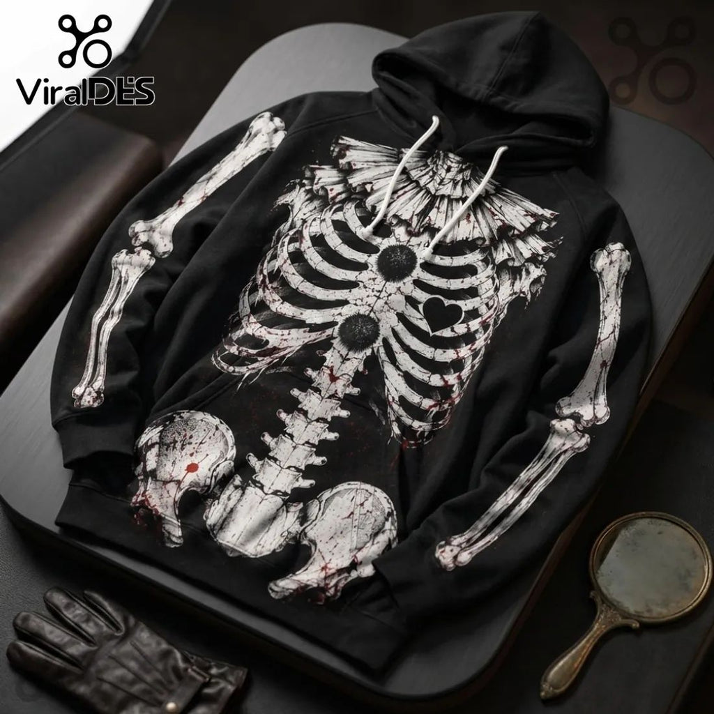Art The Clown Horror Skeleton Black Hoodie