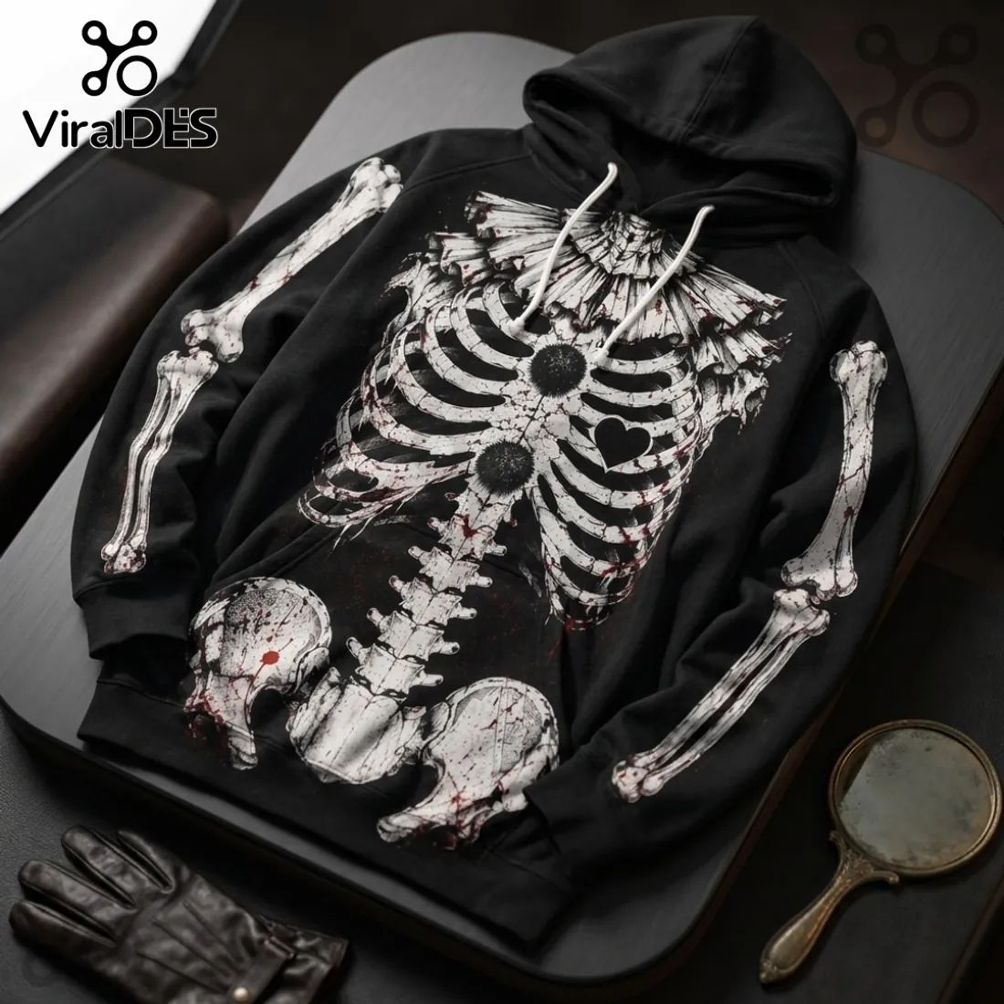 Art The Clown Horror Skeleton Black Hoodie