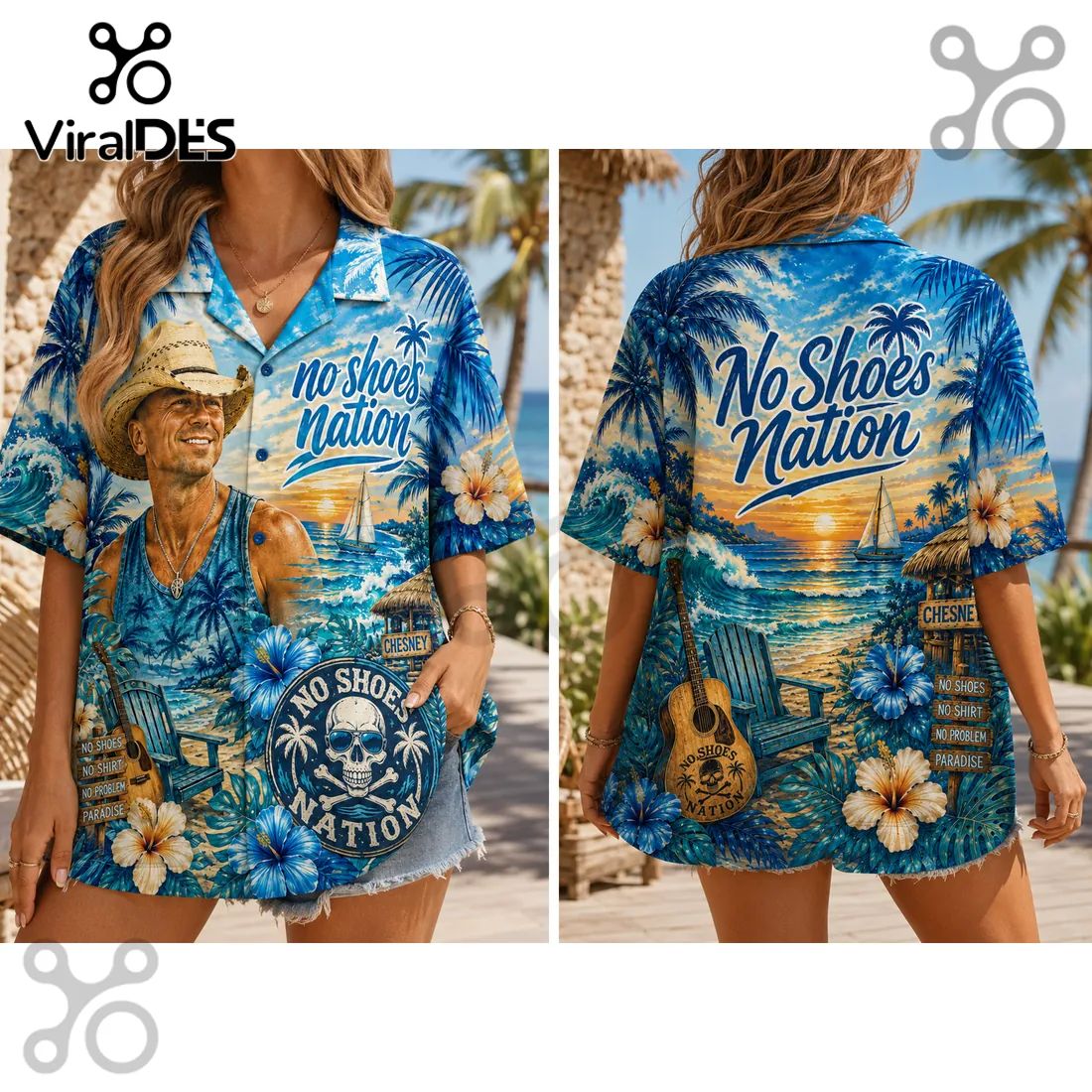 Kenny Chesney No Shoes Nation Summer Tropical Beach Hawaiian Shirt