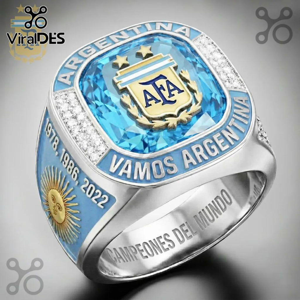 Argentina Soccer Team Triple Champion Commemorative Silver Ring