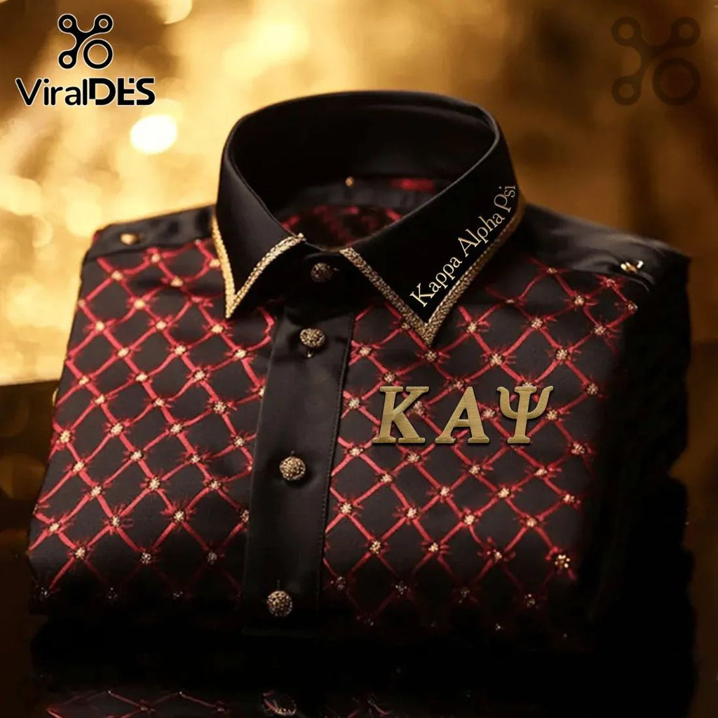 Kappa Alpha Psi Black and Red Button Up Shirt