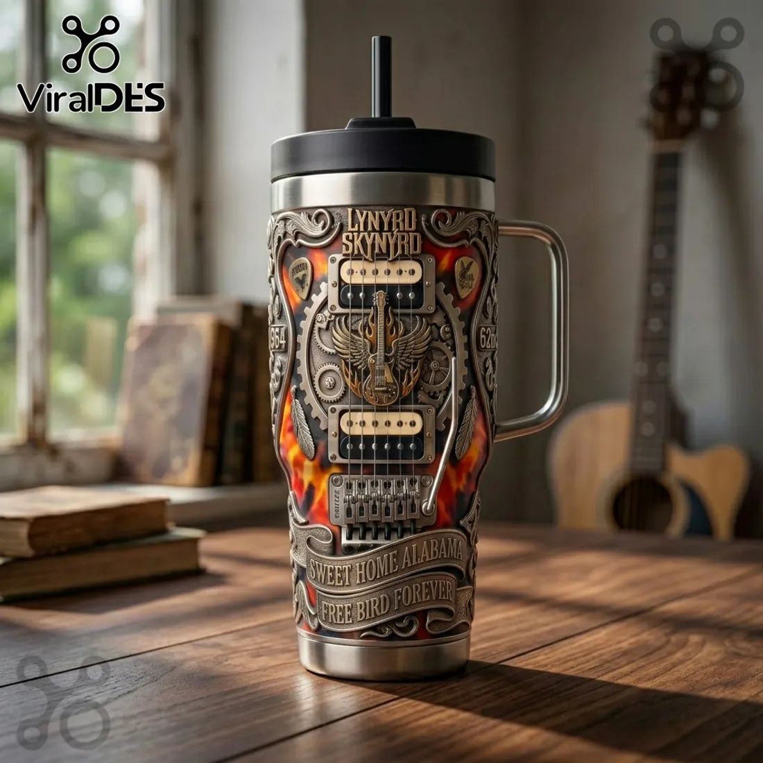 Lynyrd Skynyrd x Yeti Stainless Steel Sculpted Guitar Sweet Home Alabama Tumbler