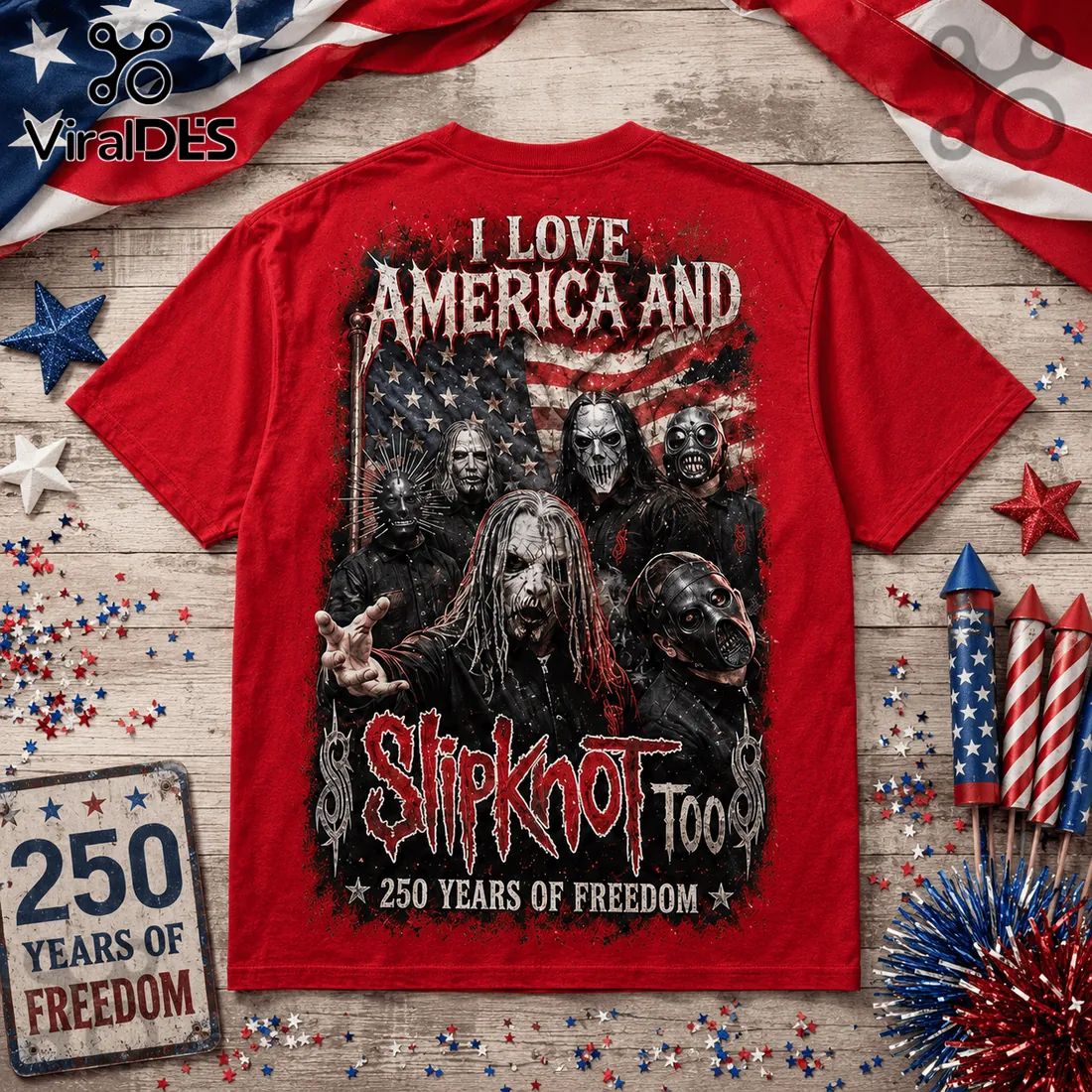 Slipknot x America 250 Years Of Freedom Red Graphic Gift for Men T-Shirt
